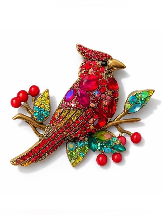 Anthropologie Jewelry - ⚜️❤️‍🔥 Winter Love Colorful Gemstone Bird Brooch 🐦‍🔥